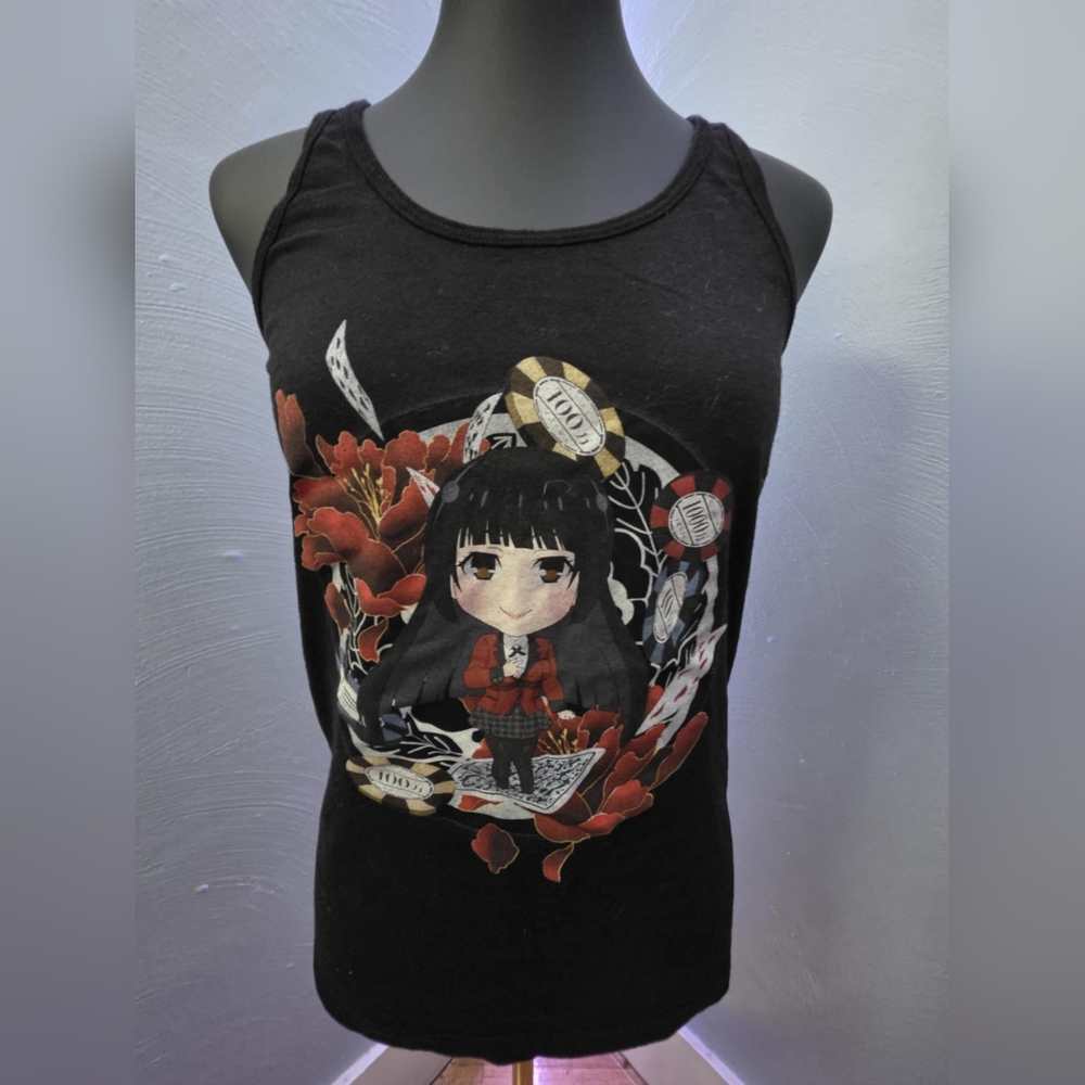 Black Anime Graphic Tank Top